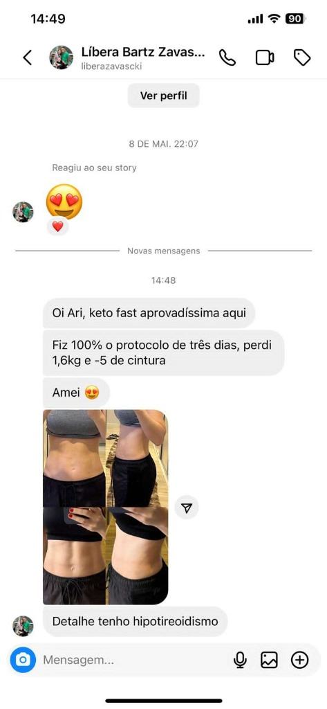 Depoimento: cliente perdeu peso e desinchau com o Keto Fast em 3 dias